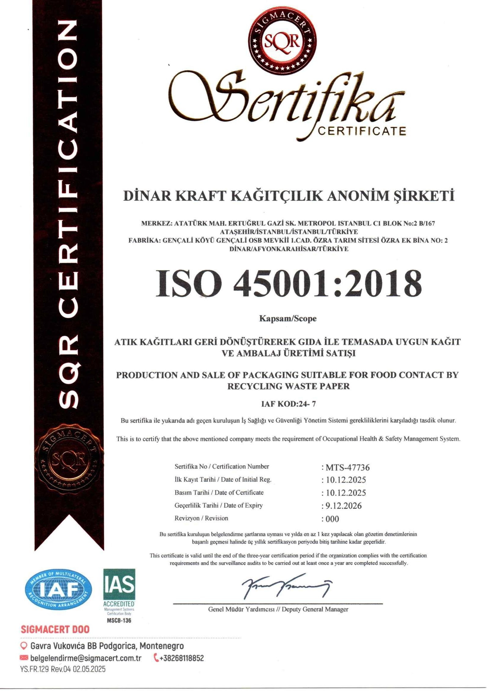 ISO 45001 İş Sağlığı ve Güvenliği